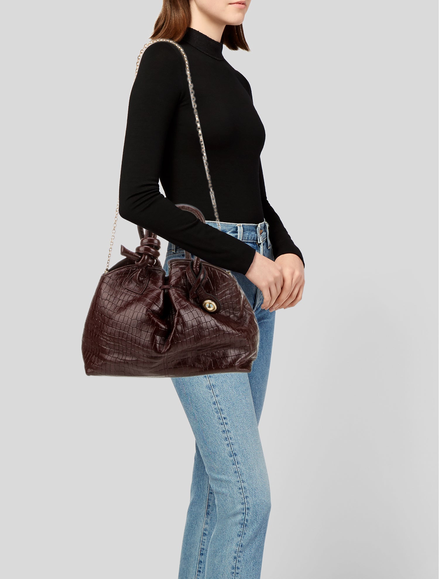Kooreloo Embossed Leather Top Handle Bag