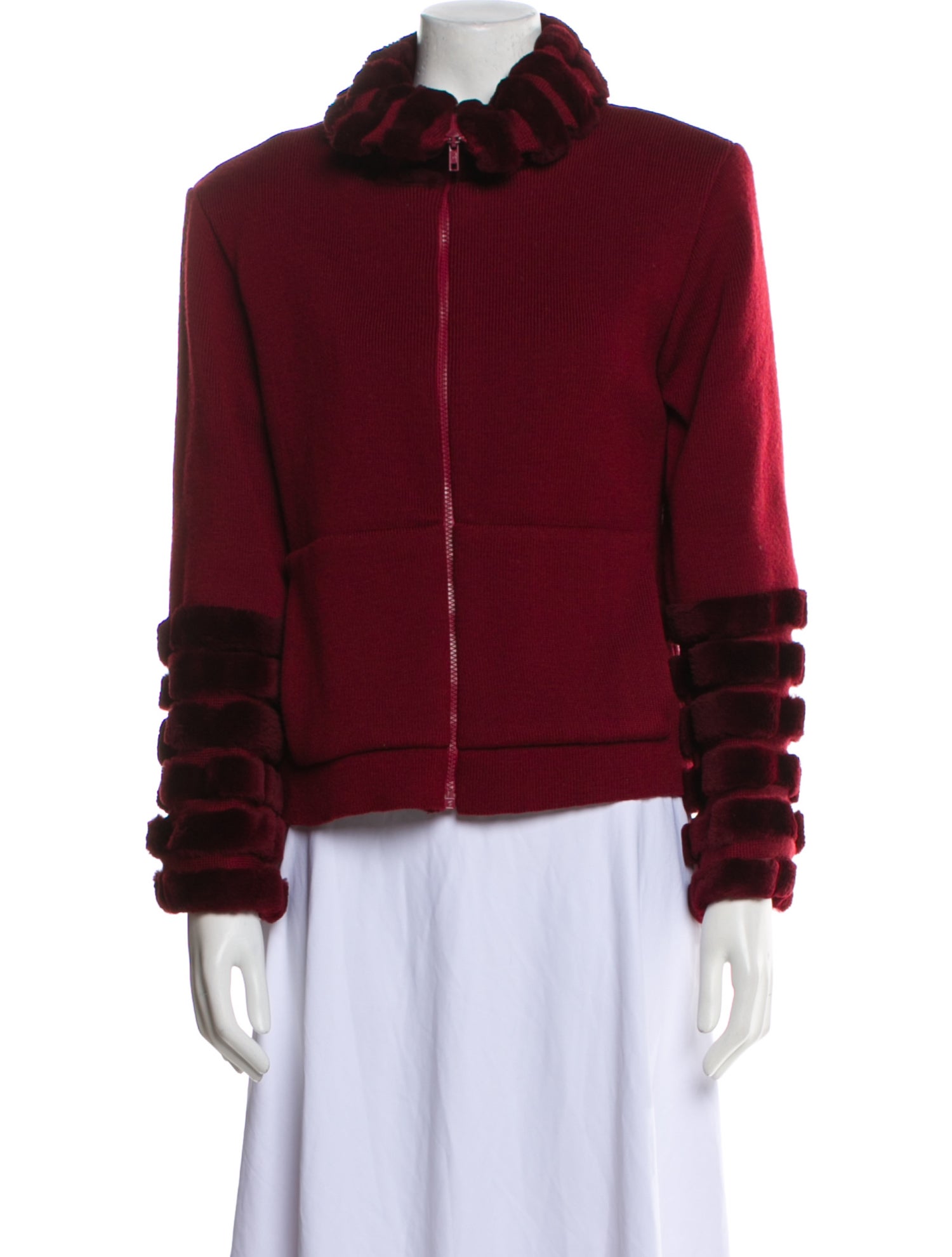 KRIO Merino Wool Colorblock Pattern Bomber Jacket