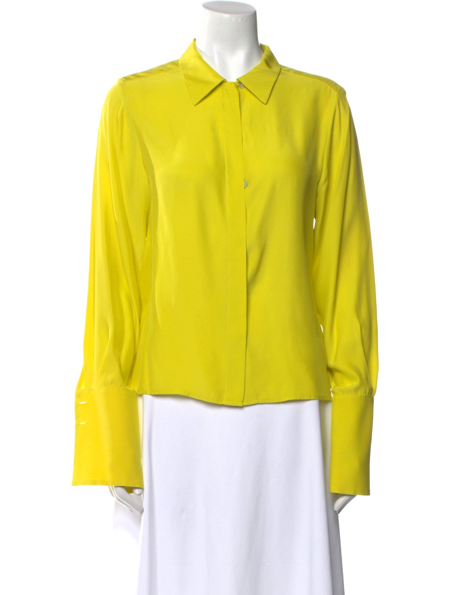 Kamperett Silk Long Sleeve Button-Up Top