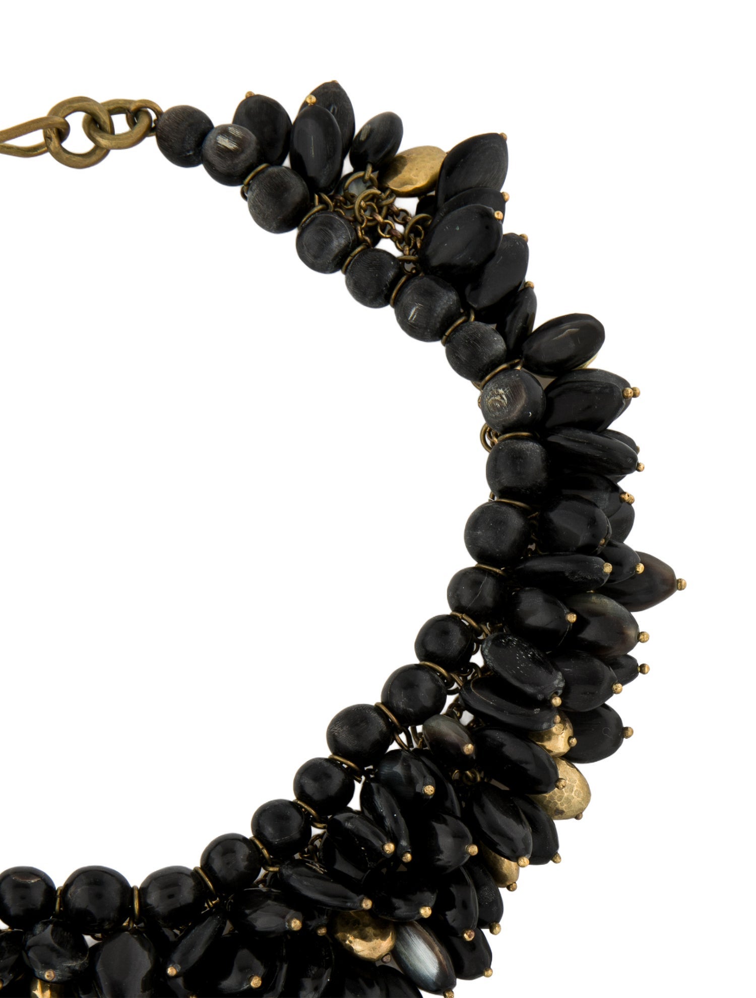 Ashley Pittman Dark Horn & Hammered Bead Collar Necklace