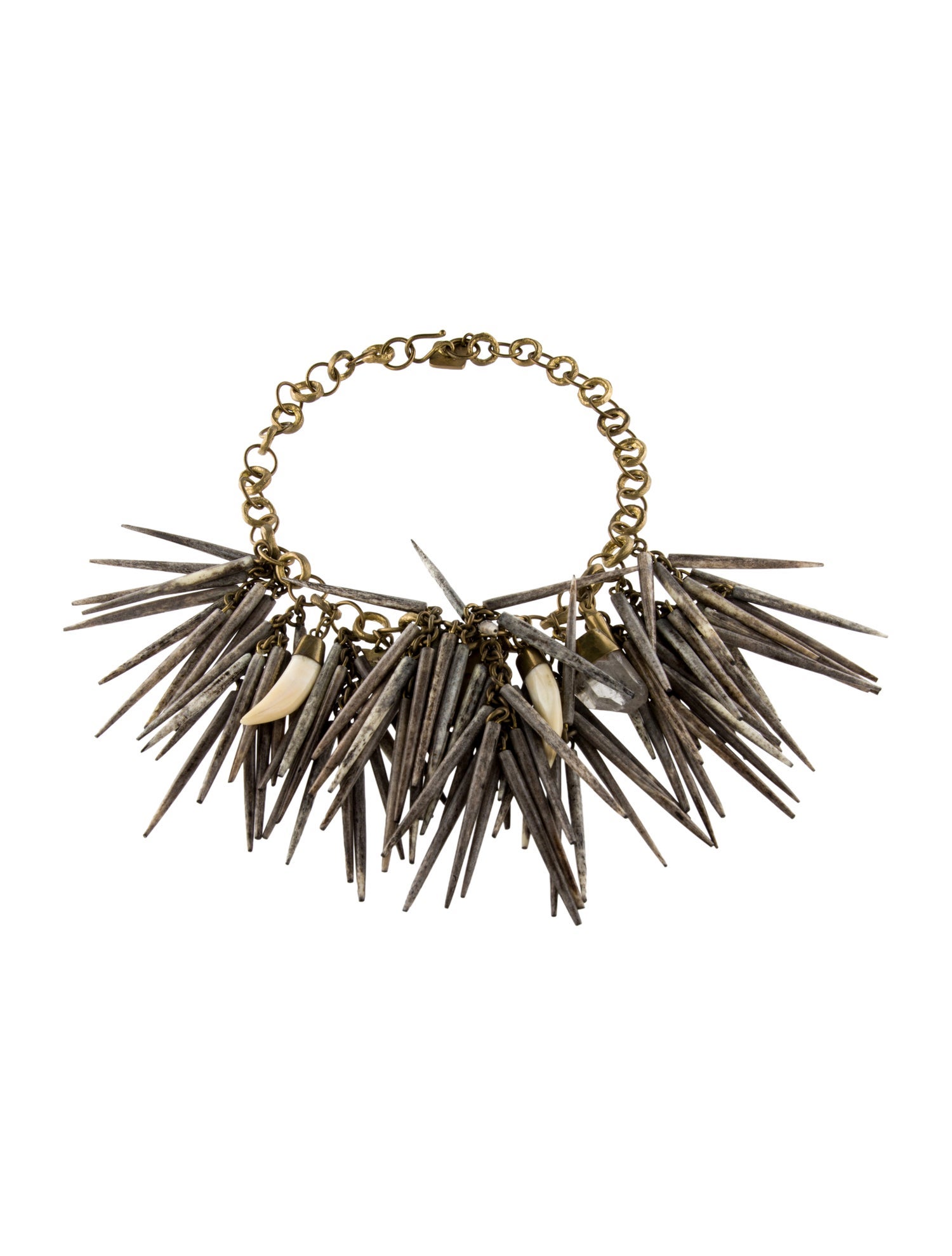 Ashley Pittman Crystal & Horn Spike Collar Necklace