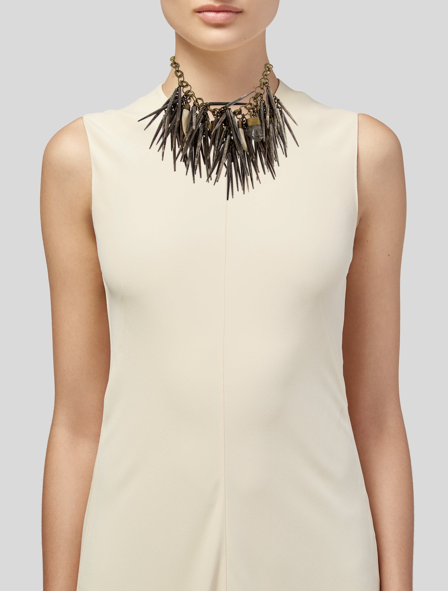 Ashley Pittman Crystal & Horn Spike Collar Necklace