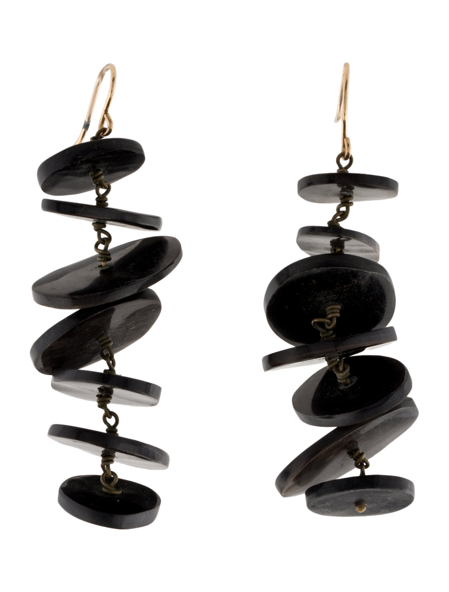 Ashley Pittman Horn Kuyuga Multi-Tiered Disk Drop Earrings