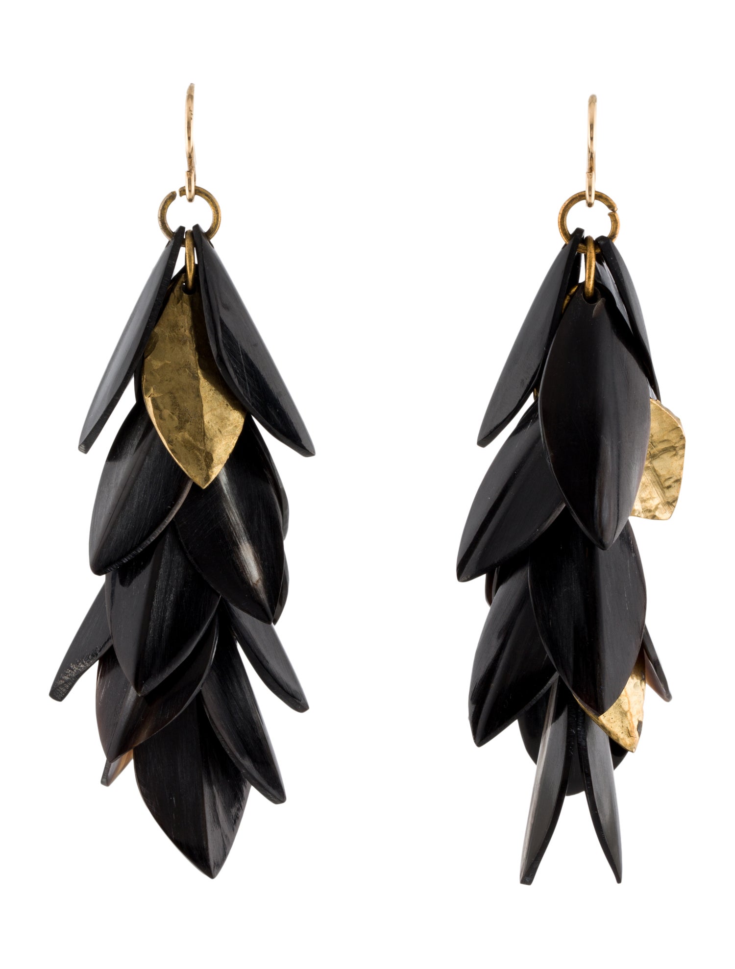 Ashley Pittman Tanzu Horn Layered Leaf Earrings