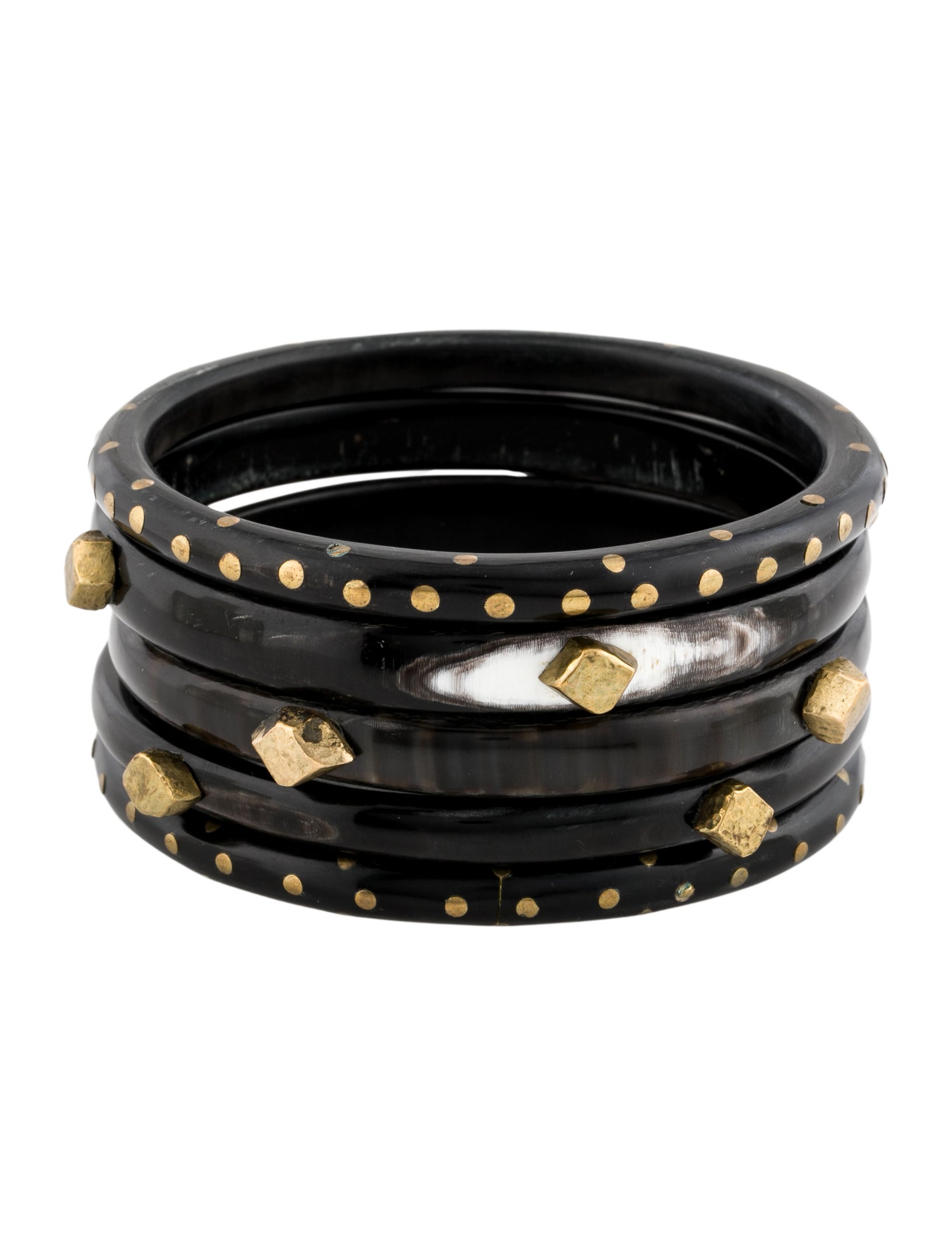 Ashley Pittman Horn Studded Bangle Bracelet Set