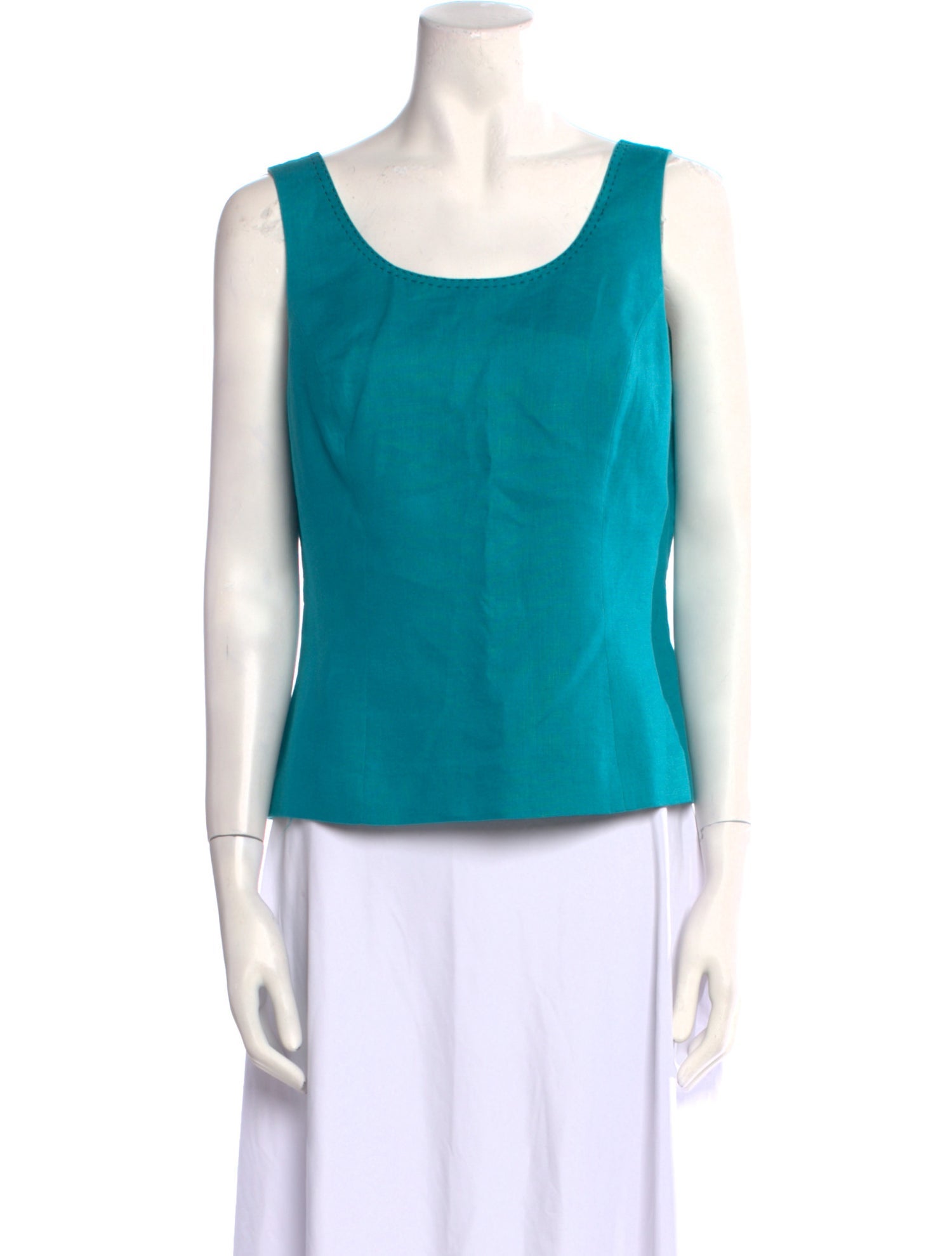 Kasper Linen Scoop Neck Top