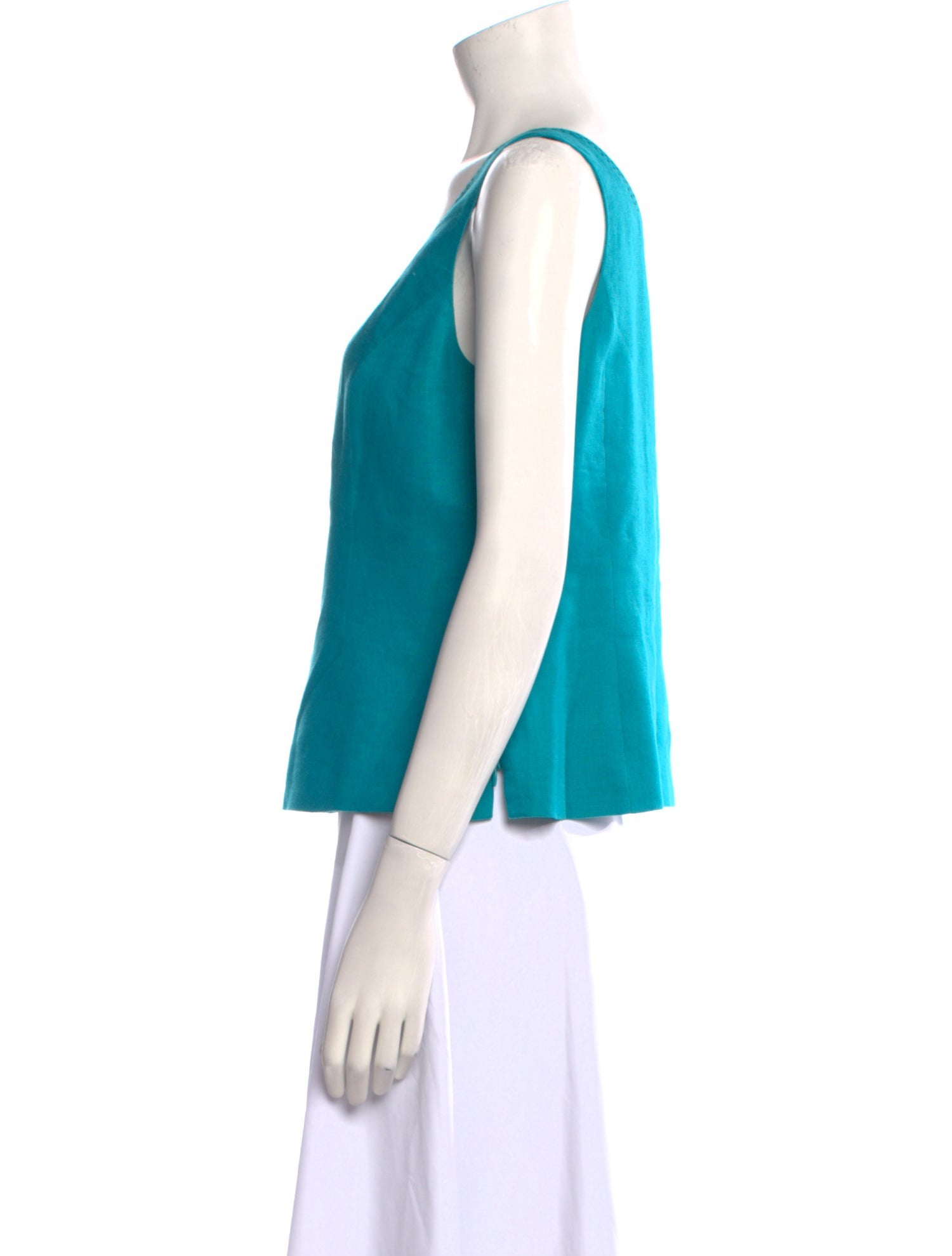 Kasper Linen Scoop Neck Top
