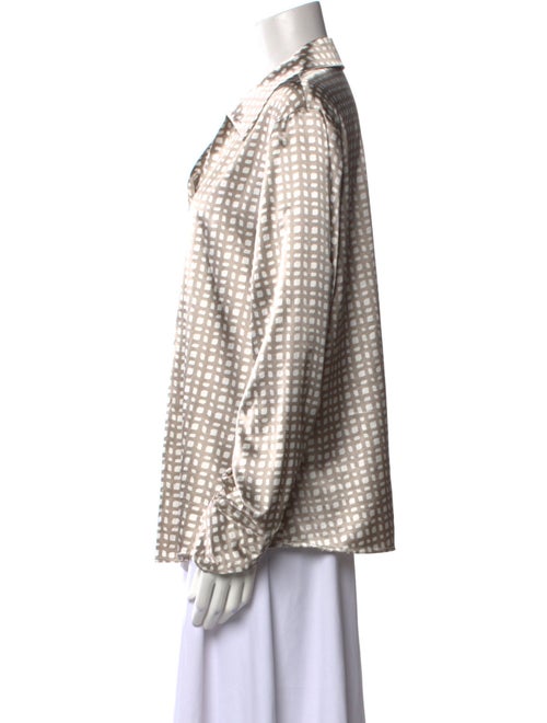 Kasper Printed Long Sleeve Button-Up Top