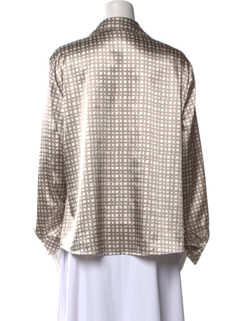 Kasper Printed Long Sleeve Button-Up Top