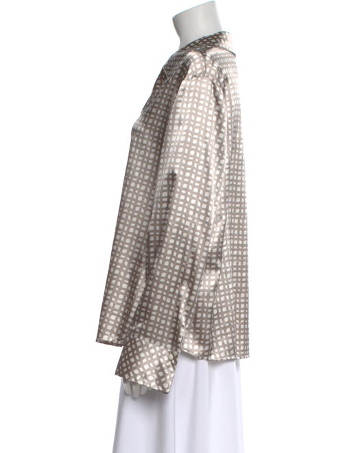 Kasper Printed Long Sleeve Button-Up Top