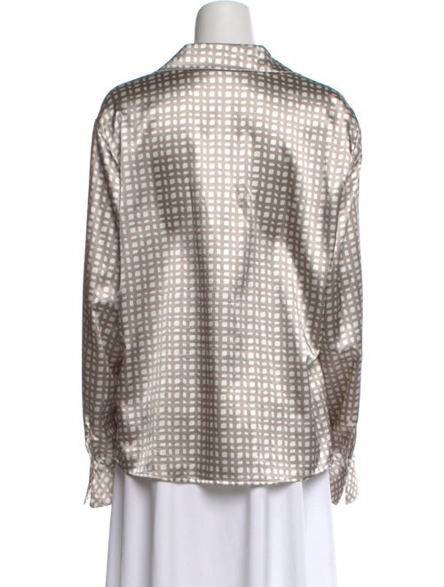 Kasper Printed Long Sleeve Button-Up Top