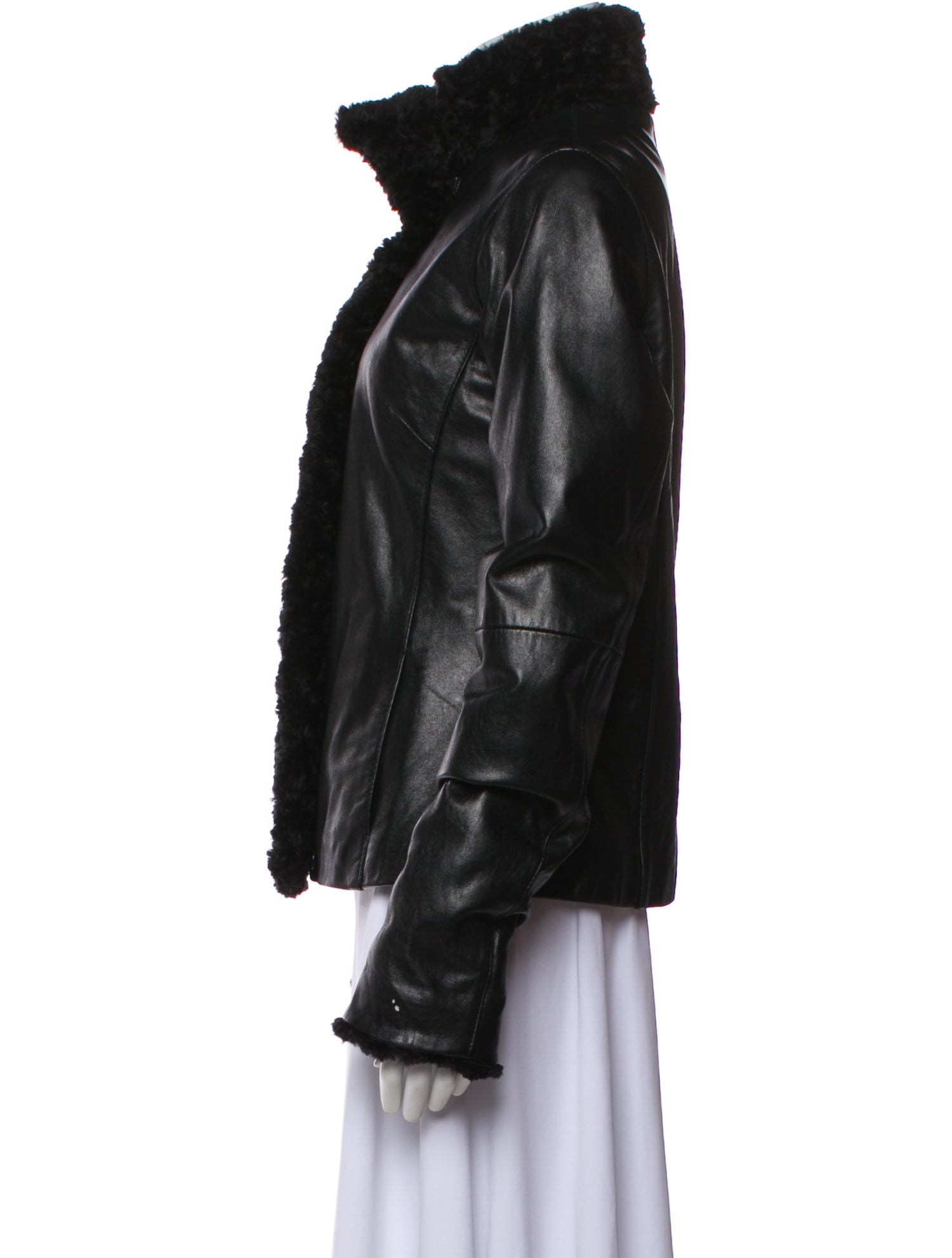 Kasper Leather Faux Fur Jacket