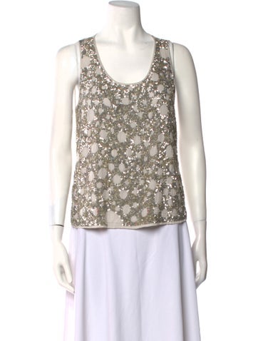 Peachoo+Krejberg Tops Polka Dot Print Scoop Neck Top L