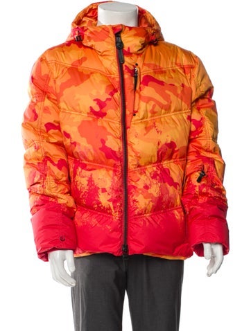 KRU Outerwear Camouflage Print Puffer Coat M