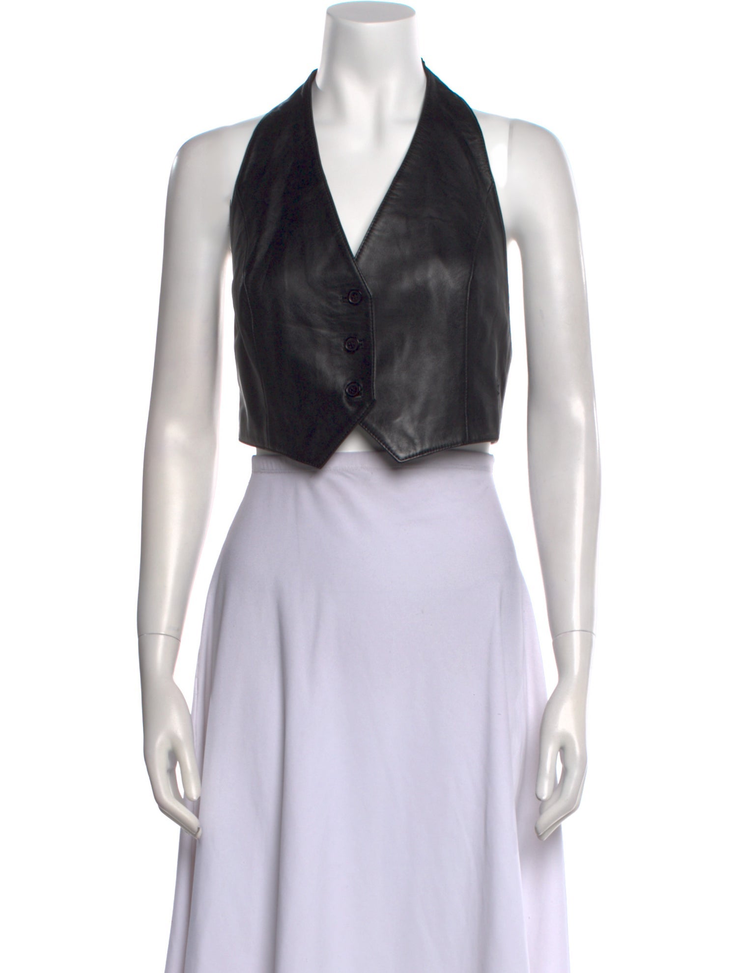 Ksubi Leather Halterneck Crop Top