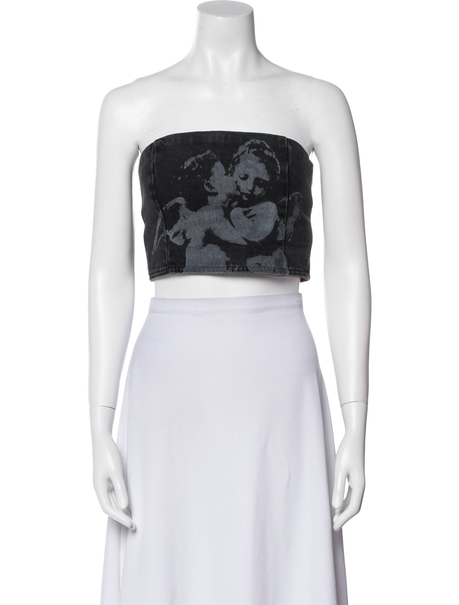 Ksubi Floral Print Strapless Crop Top