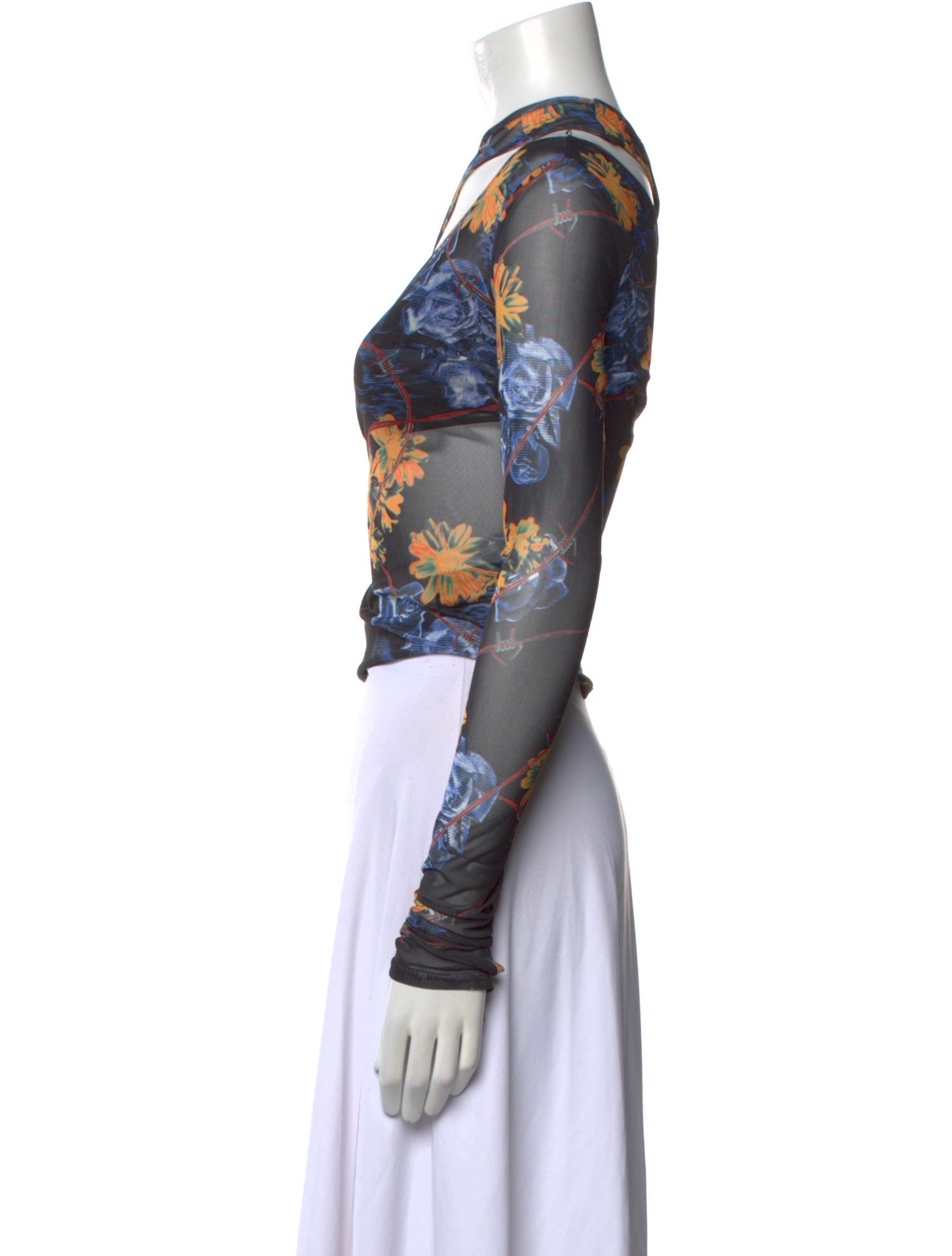 Ksubi Floral Print Bateau Neckline Crop Top