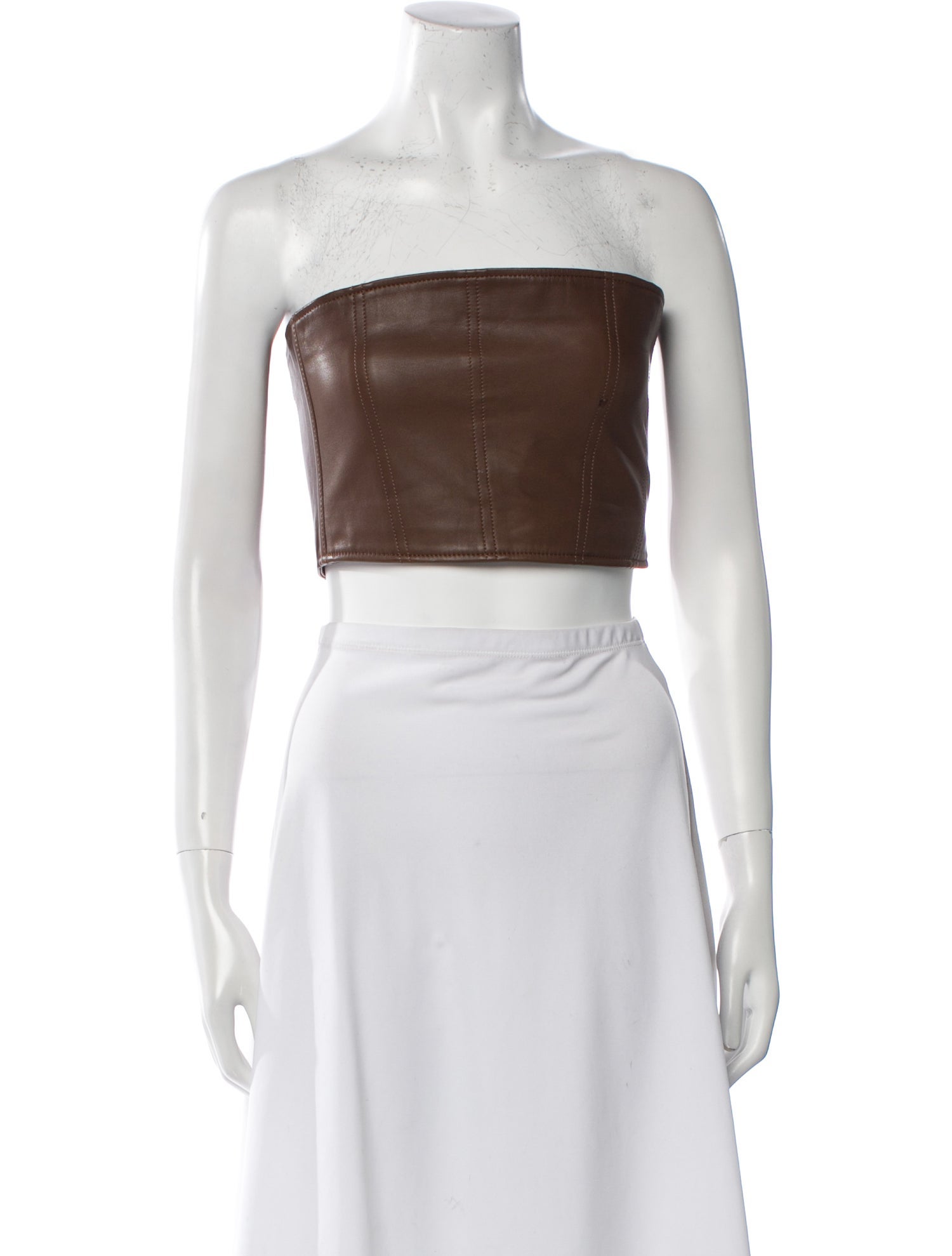 Ksubi Lamb Leather Strapless Crop Top