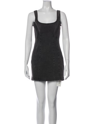 Pre-owned Ksubi Scoop Neck Mini Dress In Gray