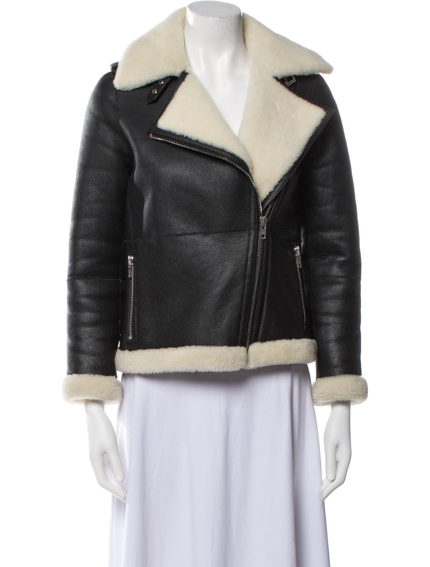 【最高級】kate spade ムートン ライダース ブルゾン アウター XS BROOME STREET】羊革リアルムートンレザーライダースXSベージュ