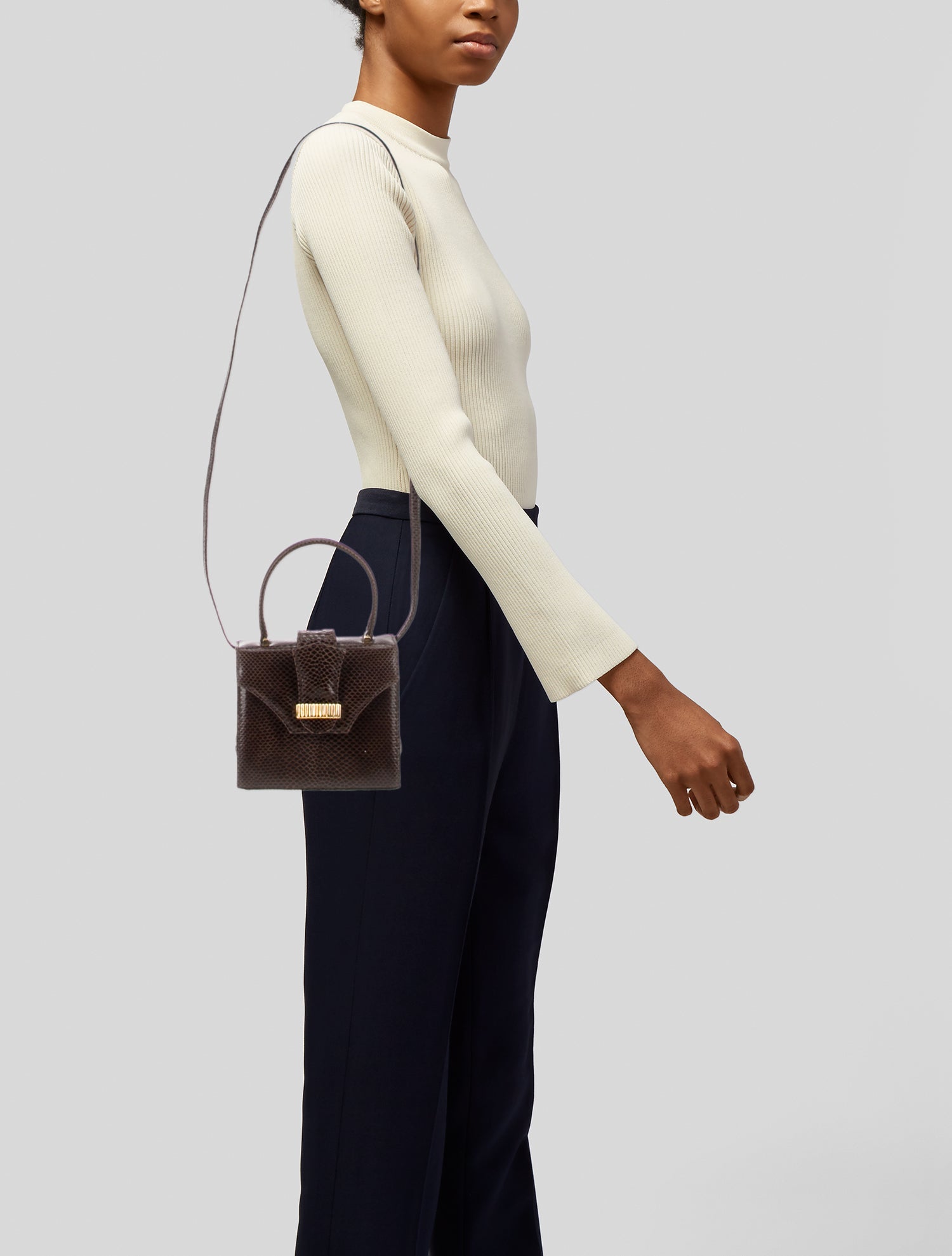 kleinberg sherrill Snakeskin Top Handle Bag