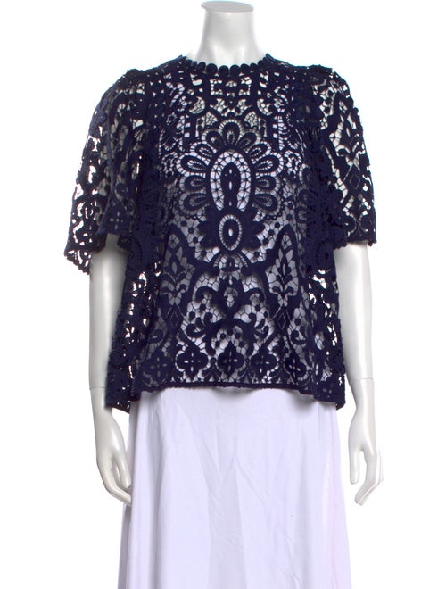 Kate Spade New York x The Madison Ave. Collection Lace Pattern Crew Neck Blouse