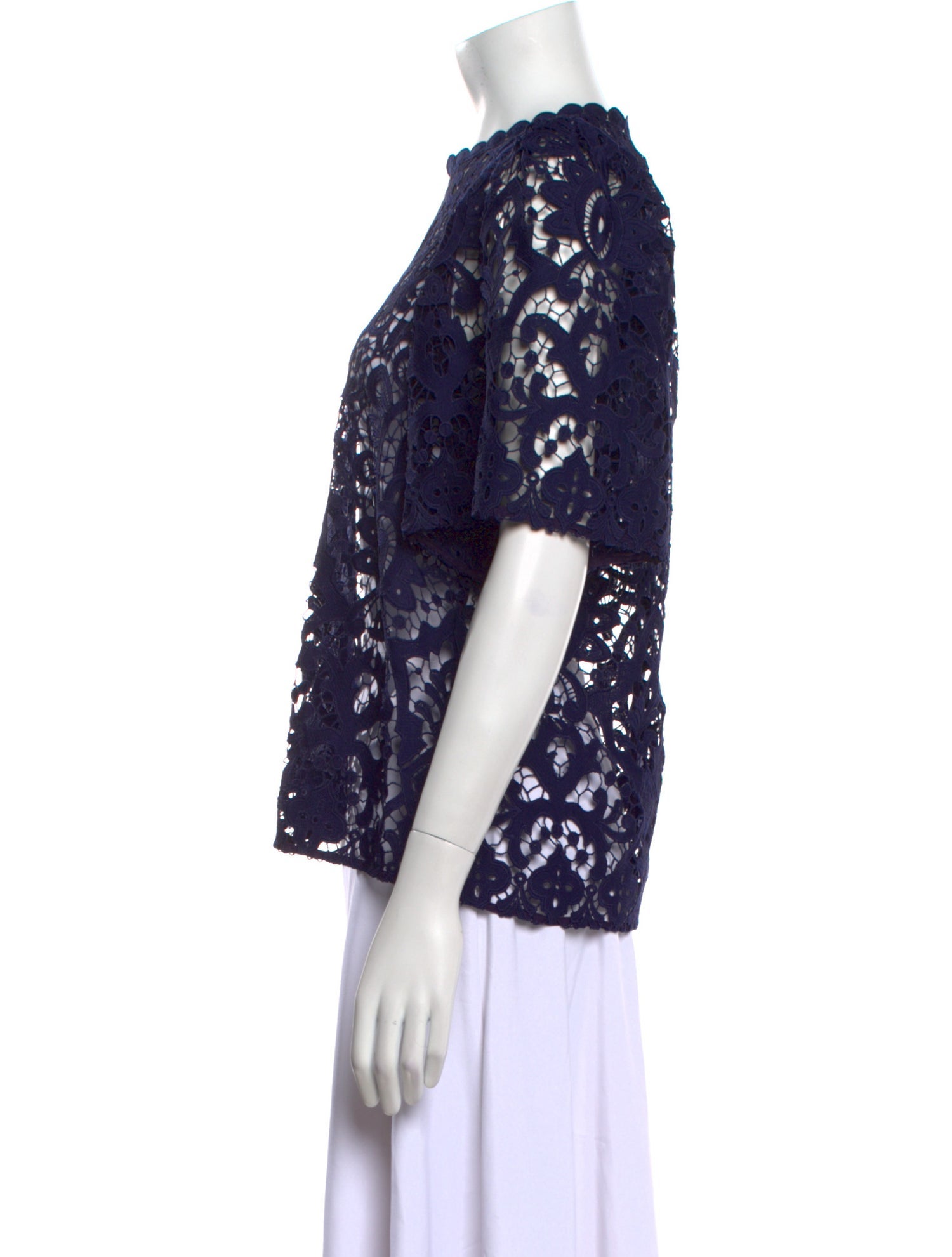 Kate Spade New York x The Madison Ave. Collection Lace Pattern Crew Neck Blouse