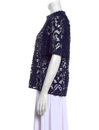 Kate Spade New York x The Madison Ave. Collection Lace Pattern Crew Neck Blouse