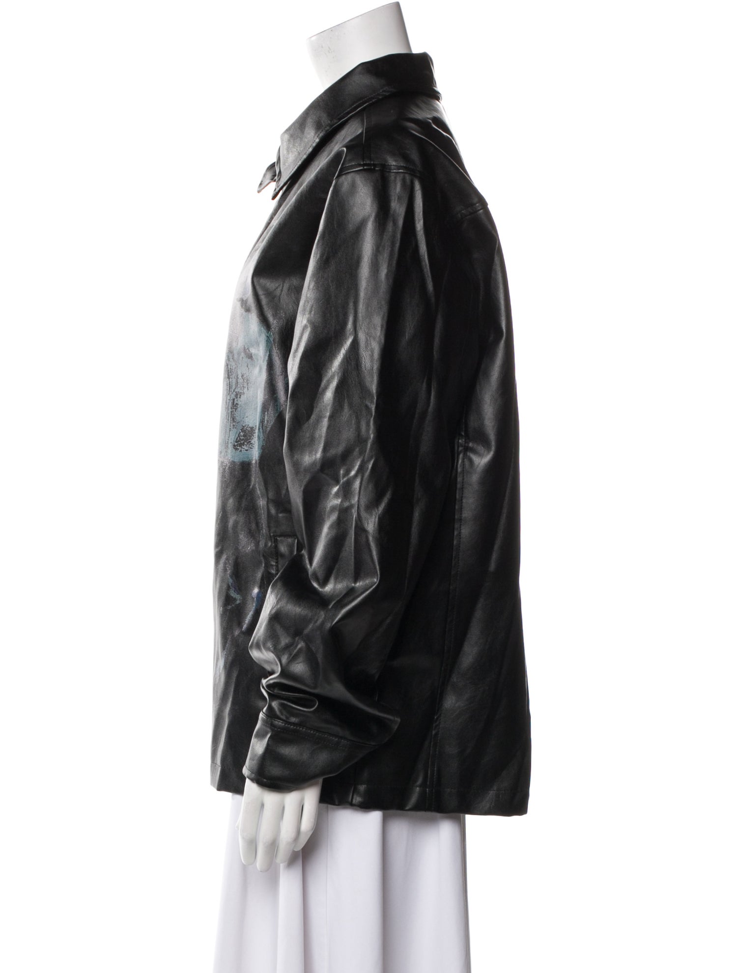 KidSuper Faux Leather Floral Print Denim Jacket