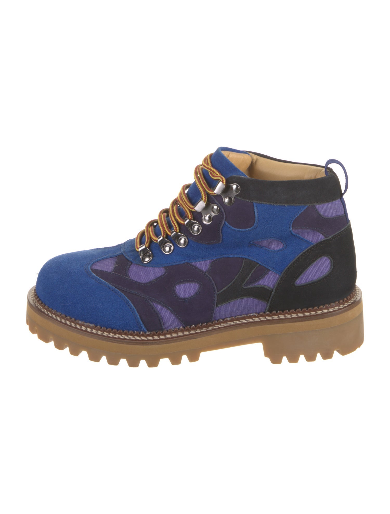 KidSuper Suede Colorblock Pattern Combat Boots