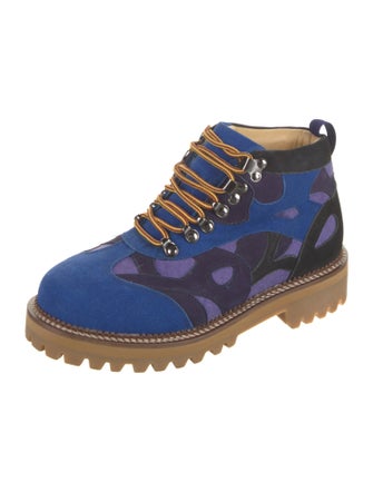KidSuper Suede Colorblock Pattern Combat Boots