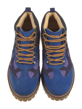 KidSuper Suede Colorblock Pattern Combat Boots