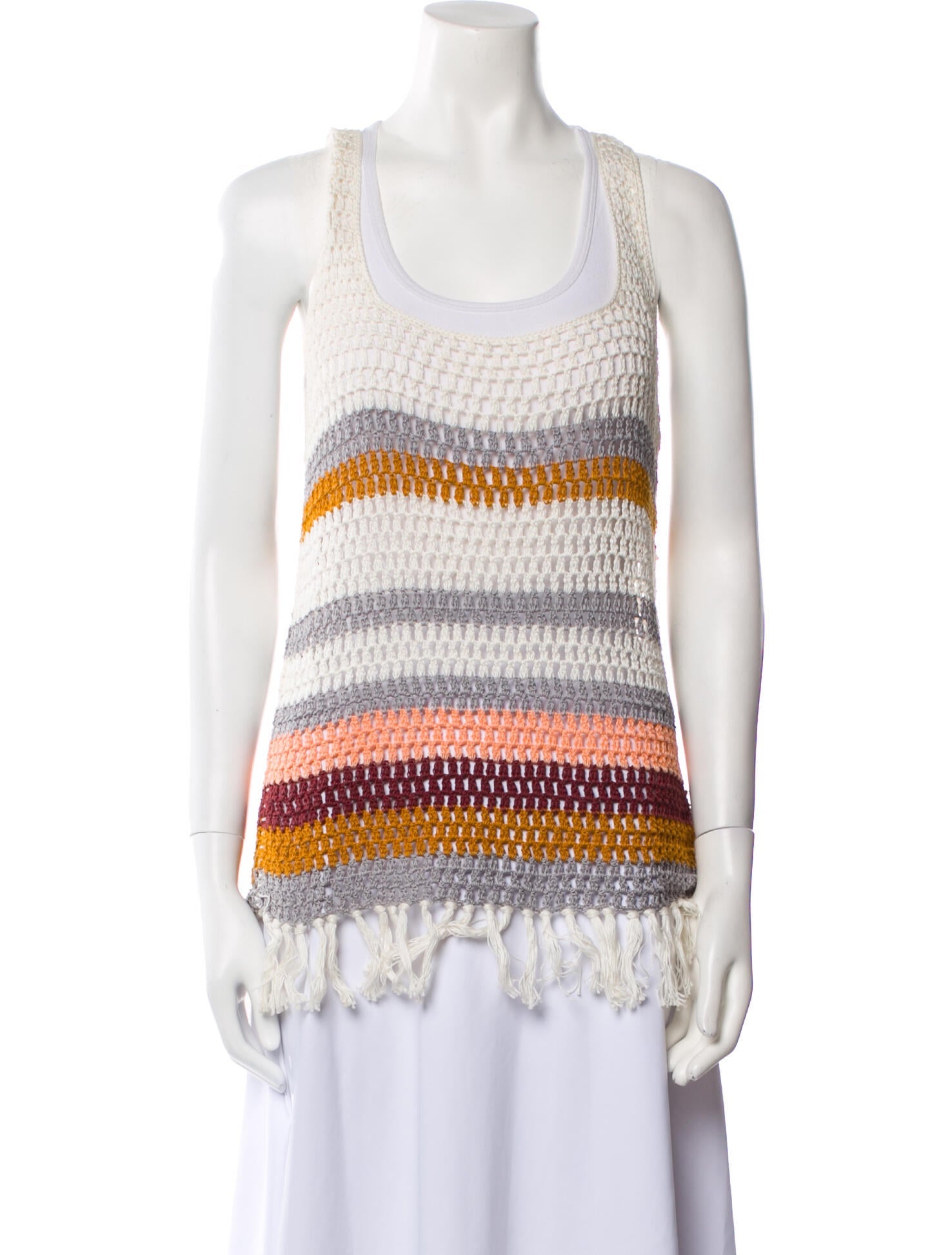 Anna Kosturova Striped Scoop Neck Top w/ Tags