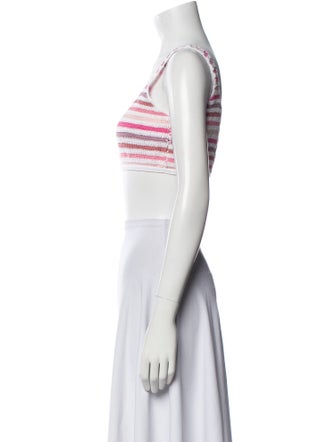 Anna Kosturova Striped Scoop Neck Crop Top