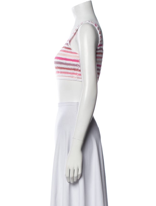 Anna Kosturova Striped Scoop Neck Crop Top