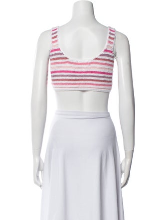 Anna Kosturova Striped Scoop Neck Crop Top