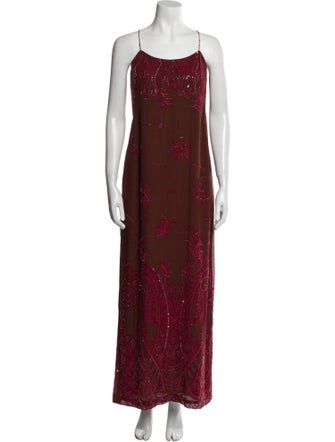 Kay Unger Printed Long Dress