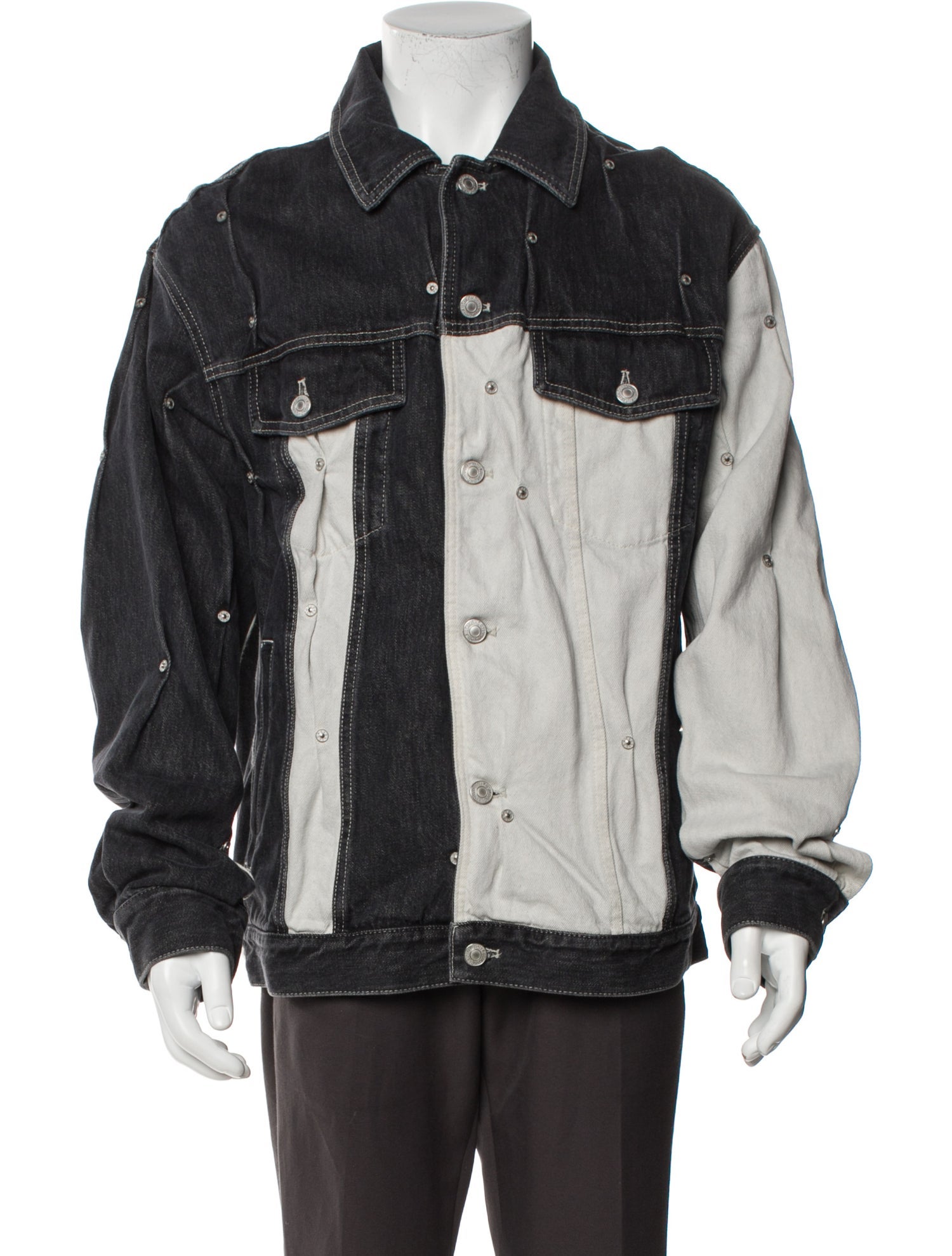 KUSIKOHC Colorblock Pattern Denim Jacket