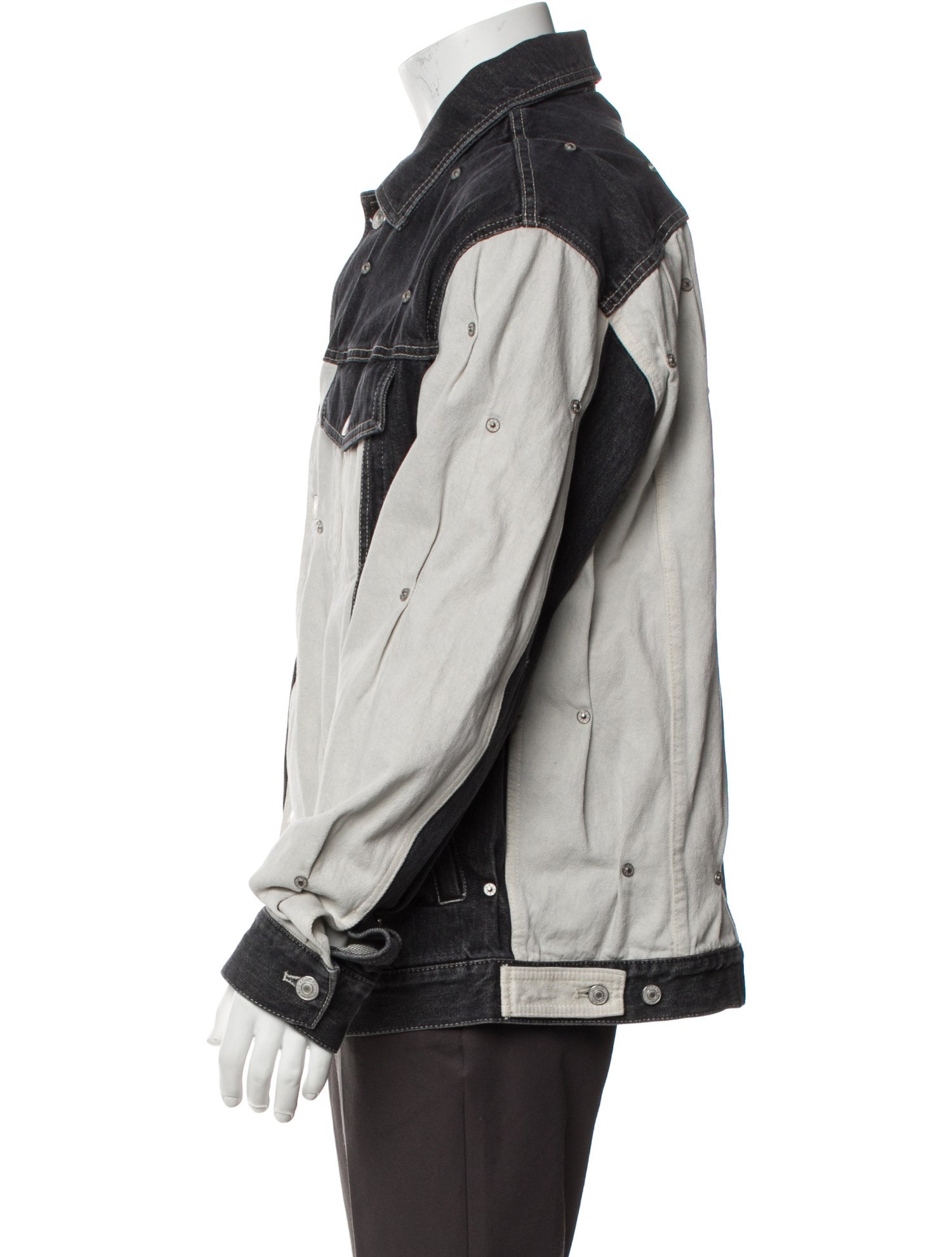 KUSIKOHC Colorblock Pattern Denim Jacket