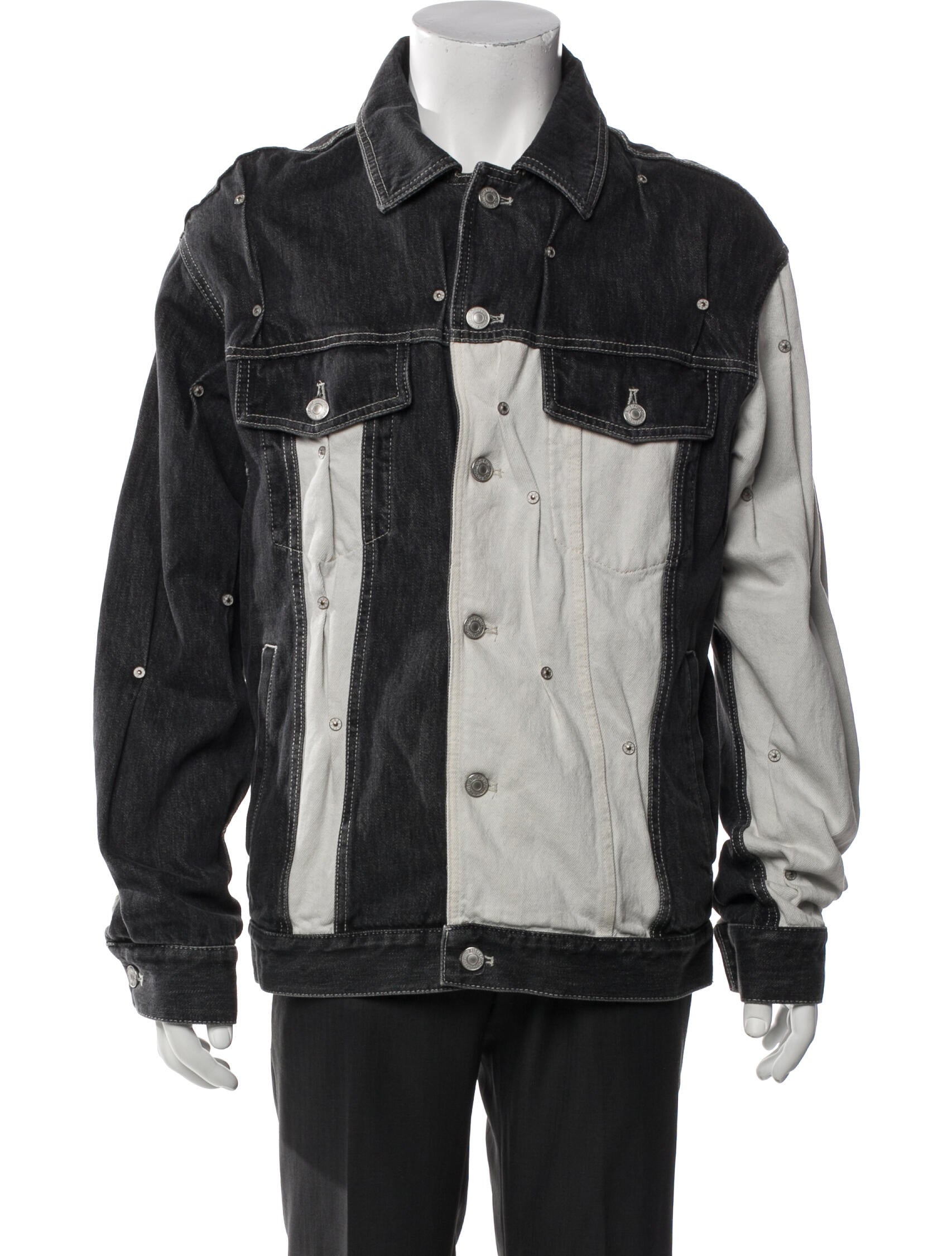 KUSIKOHC Colorblock Pattern Denim Jacket