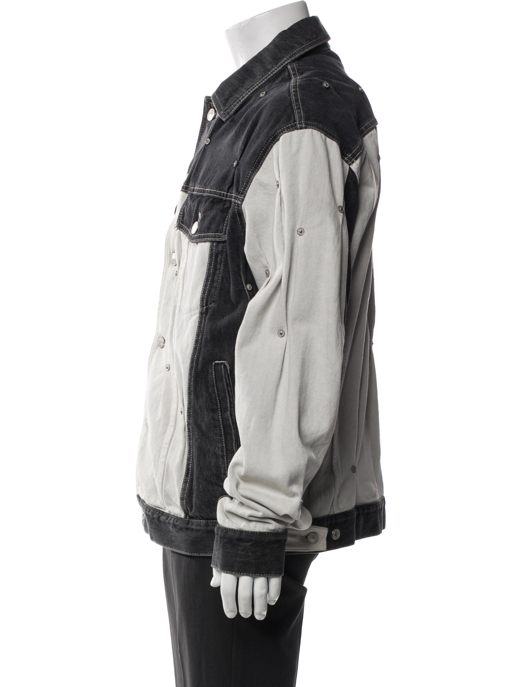 KUSIKOHC Colorblock Pattern Denim Jacket