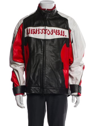 KUSIKOHC Leather Colorblock Pattern Jacket