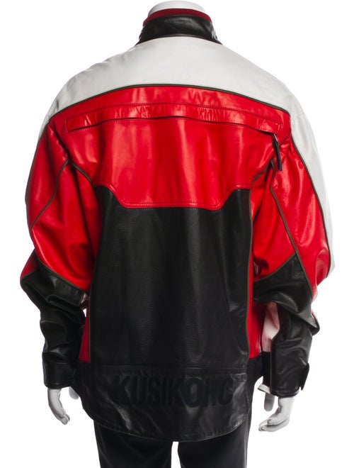 KUSIKOHC Leather Colorblock Pattern Jacket