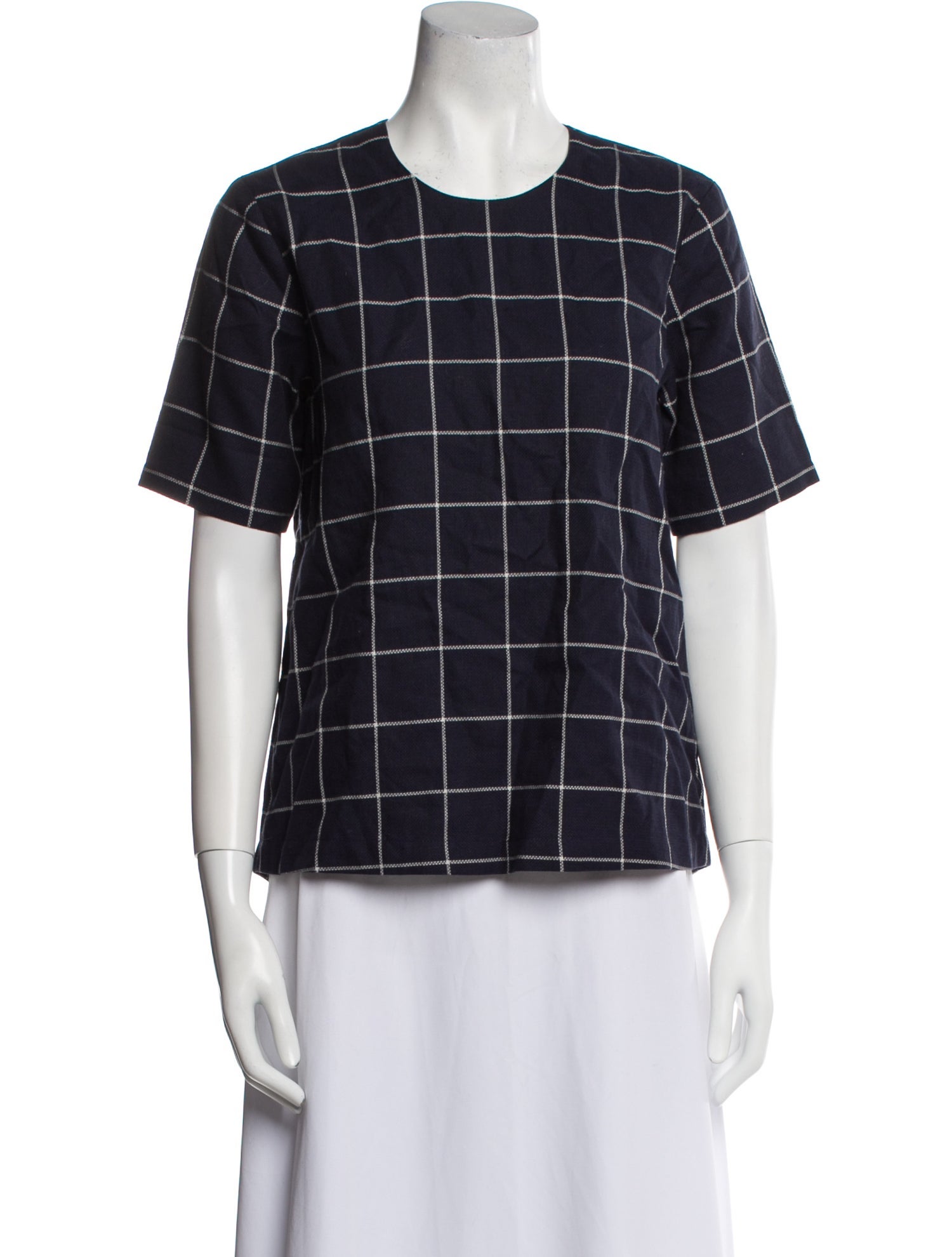 Kule Linen Plaid Print Button-Up Top