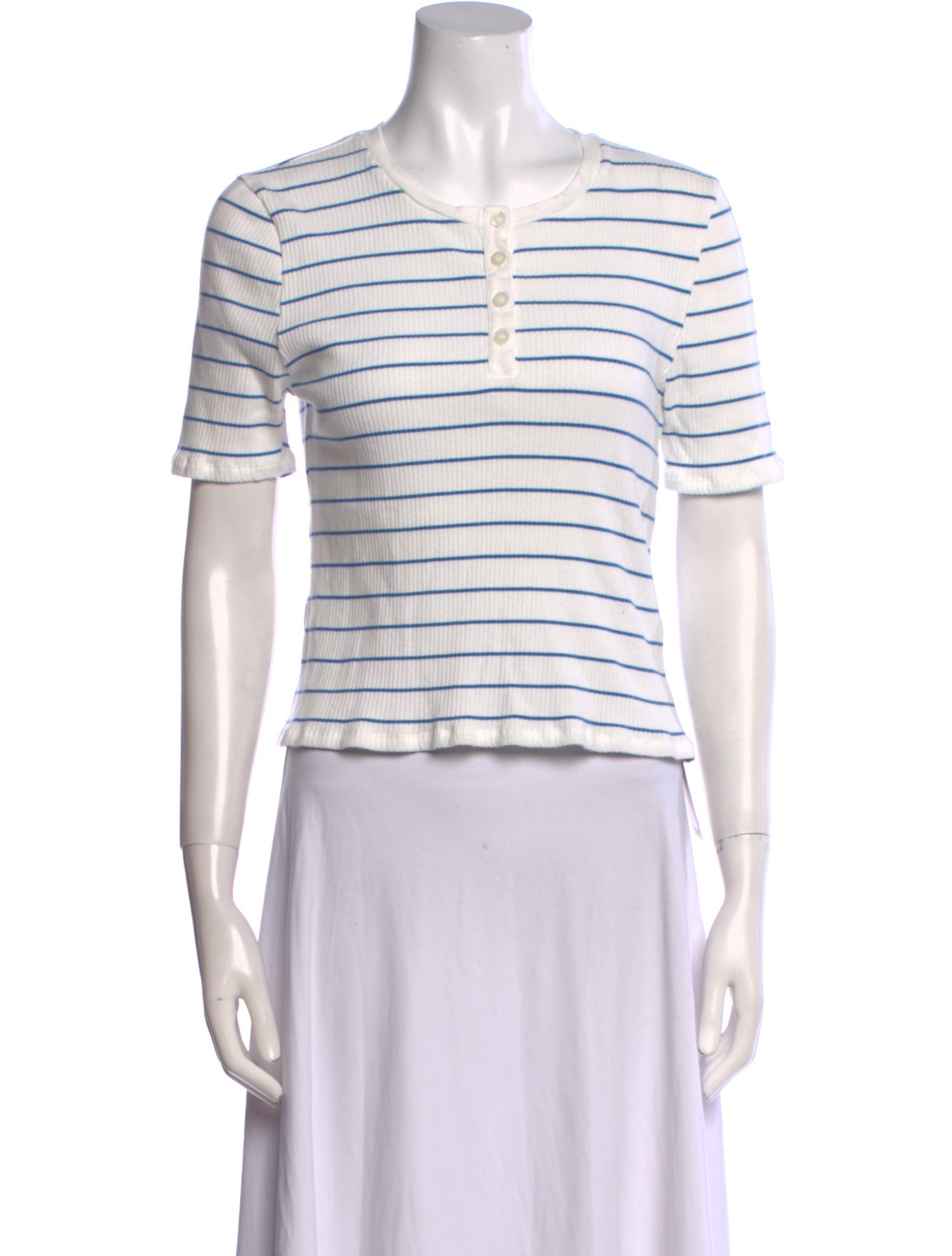 Kule Striped Scoop Neck Polo