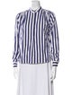 Kule Striped Mock Neck Button-Up Top
