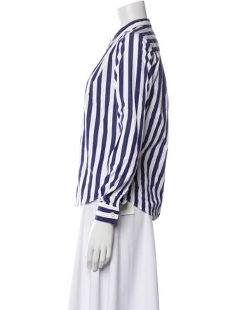 Kule Striped Mock Neck Button-Up Top