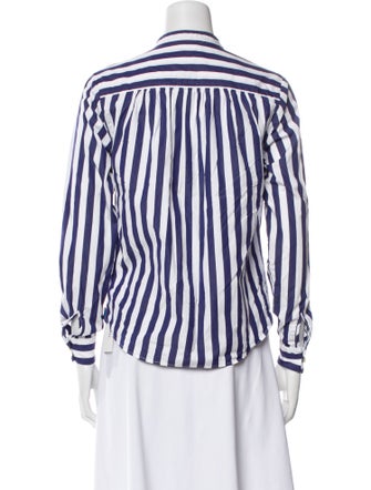 Kule Striped Mock Neck Button-Up Top