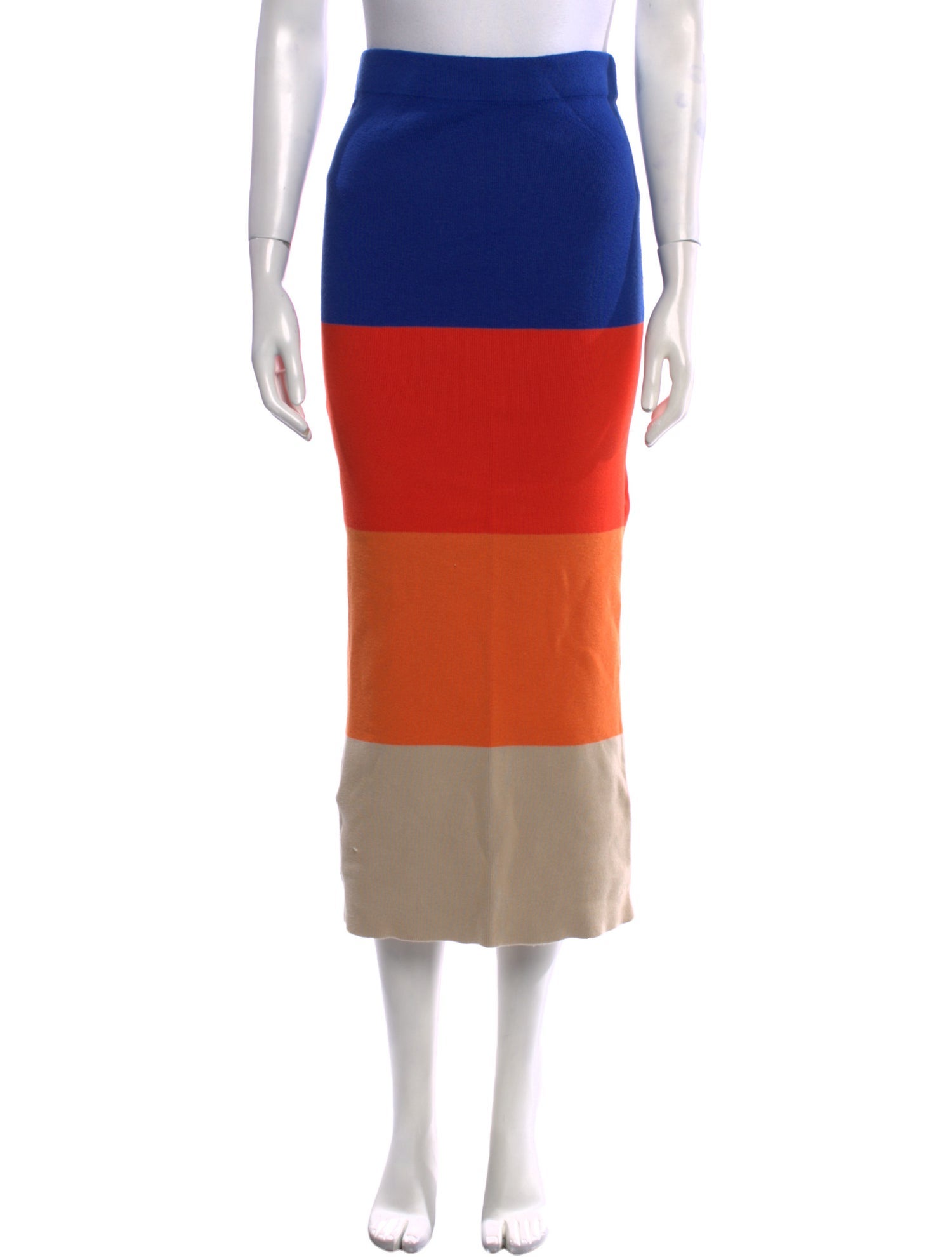 Kule Colorblock Pattern Midi Length Skirt