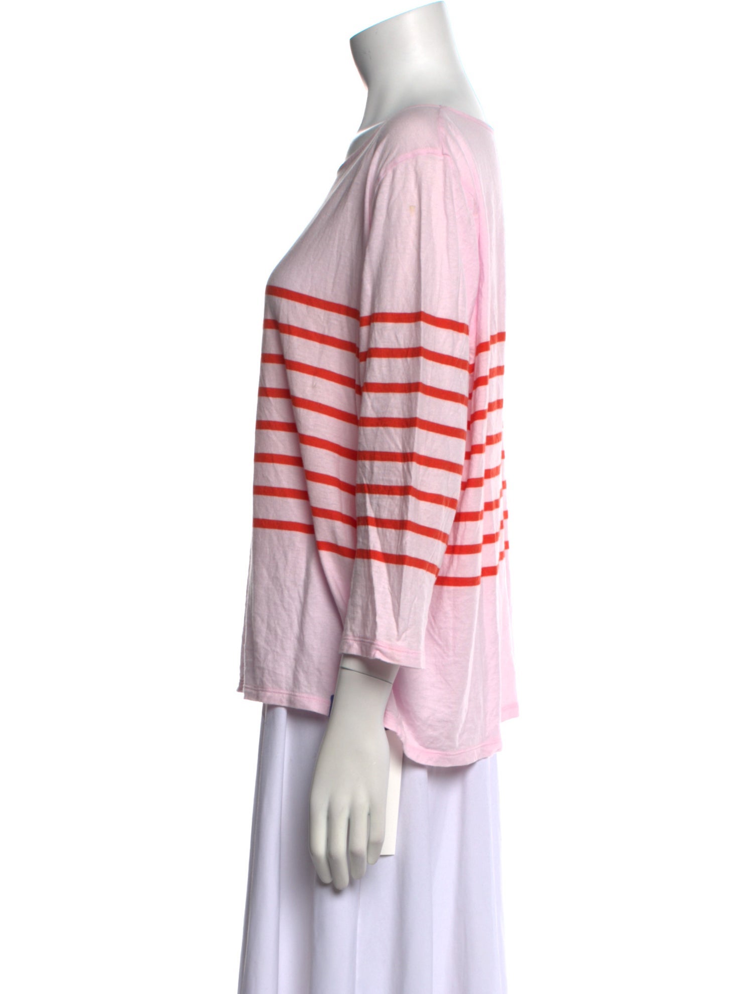 Kule Striped Crew Neck Button-Up Top